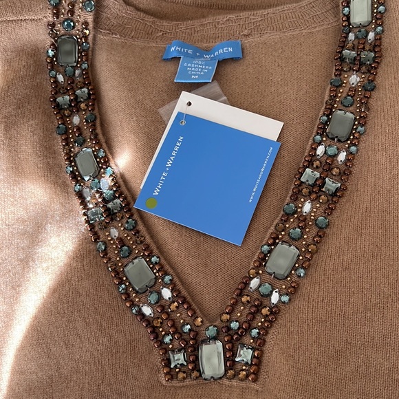 White + Warren NEW pure cashmere hand beaded sweater - Picture 8 of 8